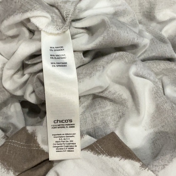 Chico's Easywear Tan White Pull On Chevron Maxi Skirt Casual Size 1/Medium - Picture 4 of 5